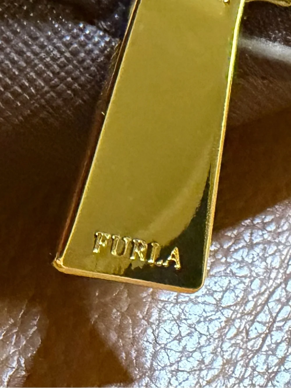 ✈️FURLA for Saudia Airlines Brown  Saffiano Leather Pouch w/ Gold Accents